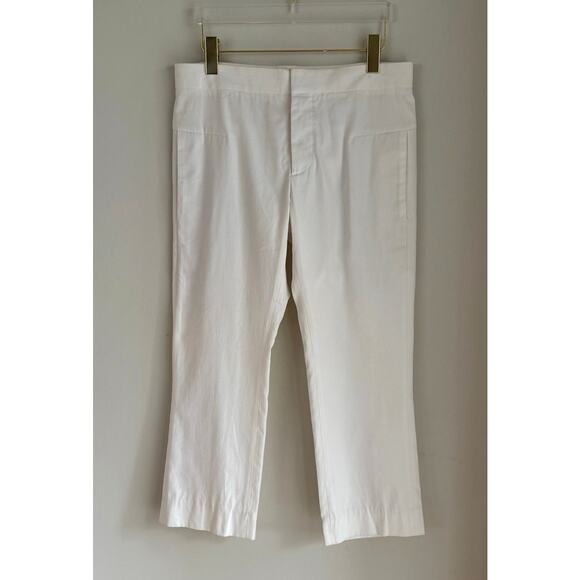 MARNI Commessa Pants Cotton Silk Cream US 4 Italy Button Fly Straight Leg Crop - Picture 2 of 7